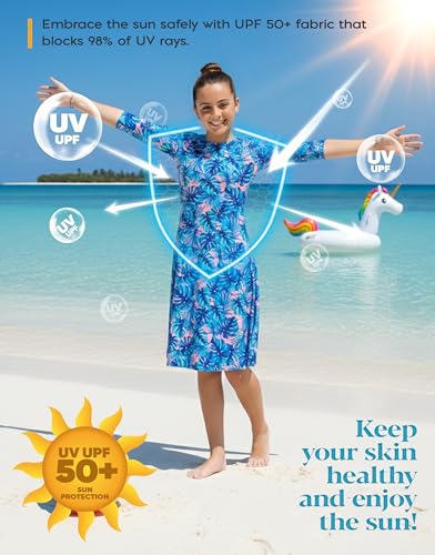 Image of Shira Modest Girls Swim Dress | 3 /4 Sleeve Swimdress, Full Coverage Bathing Suit | Tznius UPF 50+ Quick-Dry