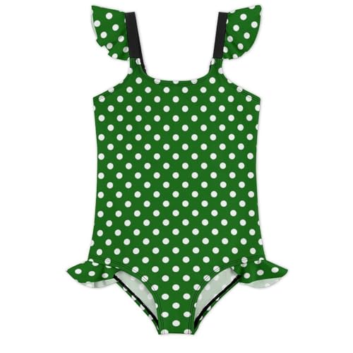 Image of Girls One Piece Swimsuit Polka Dots Ruffles Swimwear Bathing Suits 3-12 Years