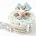 Windeltorte neutral | Taufgeschenk | Geschenk zur Geburt | Canvaskorb Ø 25 cm | 18 Premiumwindeln Größe 2 | Zebra Schmusetuch | 2x Feuchttücher | Grußkarte „Hallo Baby“