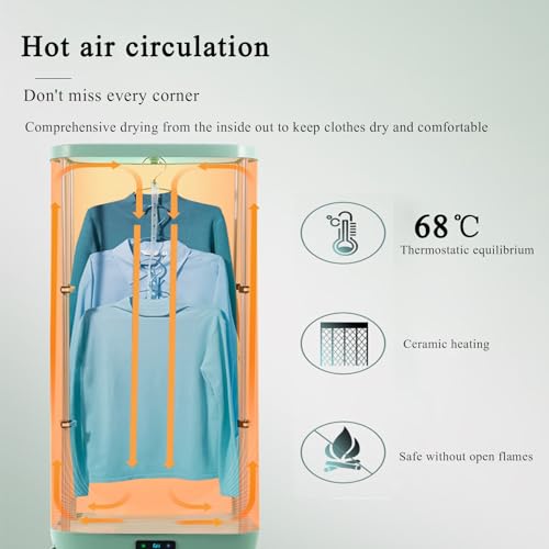 Small Household Clothes Dryer, Suitcase-Type Folding Clothes Dryer, Household Quick-Drying Clothes Dryer, Small Wardrobe Dryer,Green