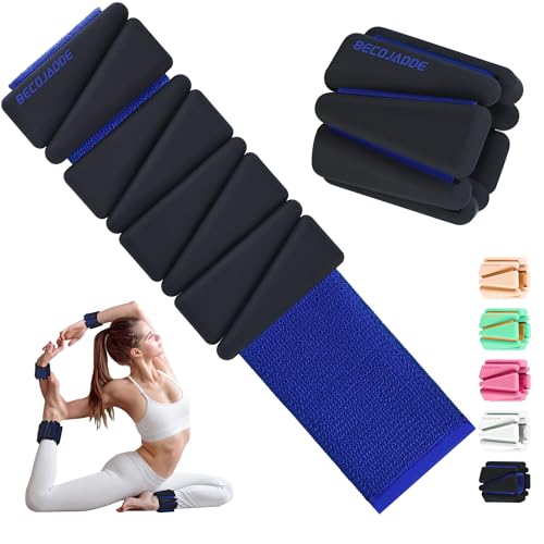 Image of BECOJADDE Ankle Weights for Women Wrist Weights Set of 2 (1 lb /2 lb Each) Adjustable Arm Leg Weight for Womens Men Suitable for Walking Swimming Running Pilates Yoga Gym