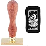 CRASPIRE Wedding Wax Seal Stamp Skull Sealing Wax Stamp The Lovers Rectangle Sealing Stamp Head 45×23mm with Wooden Handle for Invitations Cards Bottle Gift Decoration