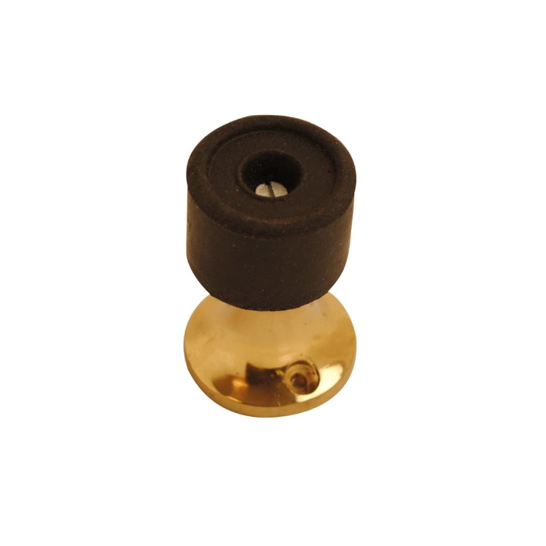 Vibe Silver Pedestal Door Stop 50Mm On Brass, Door Stopper, Rubber Bumper To Protect Door, Walls, And Skirting For Internal Use