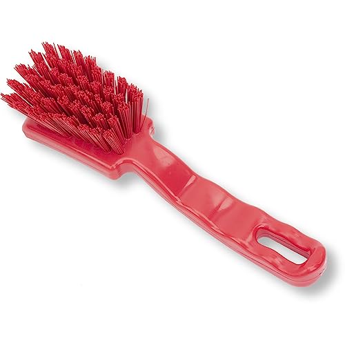 Image of SPARTA 41395EC05 Plastic Scrub Brush, Detail Brush, Kitchen Brush With Hanging Hole For Cleaning, 7 Inches, Red