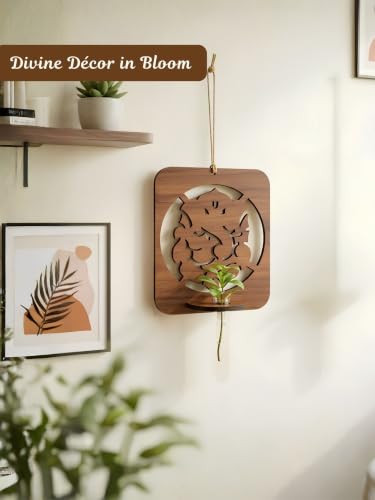 Image of Bombay Greens Wooden Ganesh Hanging Planter | Lord Ganesha Wall Planter for Home Decor, Office & Garden | Decorative Planter for Small Plants & Succulents