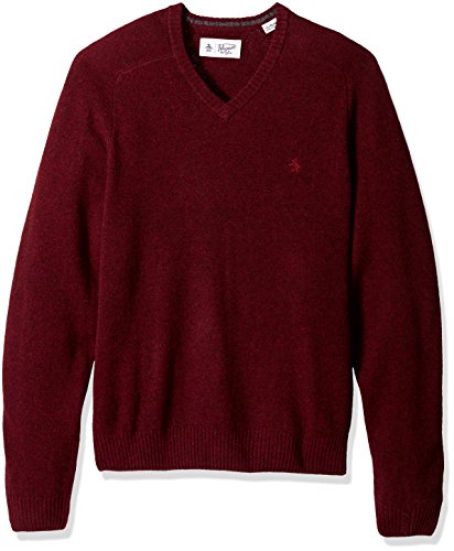 Original Penguin Men's P55 100% Lambswool V-Neck Sweater, Dark