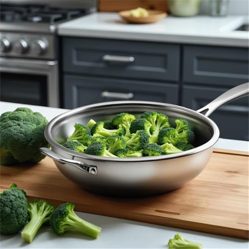 Wok de acero inoxidable con tapa 23.5 in capacidad 6.63 qt miniatura 7