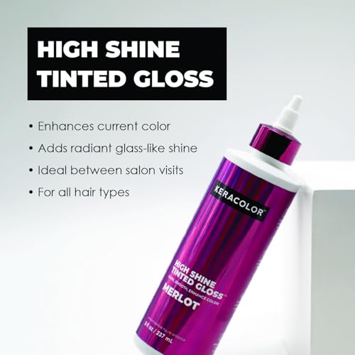 Image of Keracolor High Shine Tinted Hair Gloss, In-Shower Hair Glaze, Sheer Color-Enhancing Glossing Treatment, Merlot, 8 Fl Oz