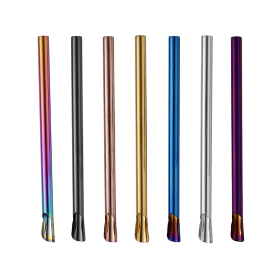 PAILLE DE TUBE DE SMOOTHIE VIOLET EN ACIER INOXYDABLE POUR CAFÉ BUREAU DE THÉ AU LAIT 304 Acier inoxydable Réutilisable Facile à nettoyer Conception de tête de cuillère (Violette)