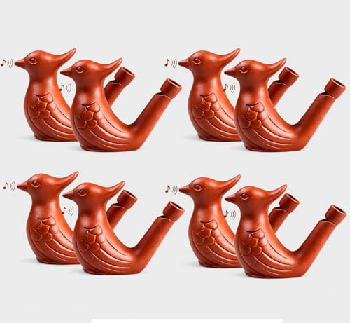 Image of Premium Clay Bird Whistle Toy (Pack of 8) - Handmade Earthen Water Whistle for Kids & Adults - Traditional Terracotta Musical Sound Toy - Natural Eco-Friendly Gift Set