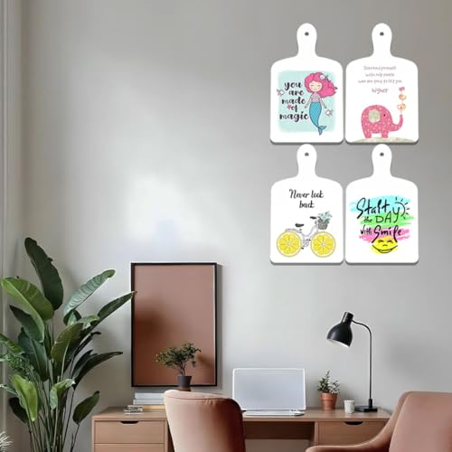 Image of Decor Smart Cute Mermaid Elephant Cycle Smile Wooden Wall Hanging Set of 4 | Kids Room | Home Decor | Decorative Modern Handcrafted Artwork |Living Room | MDF Wall Sign Art for Decoration (DWA 5601)