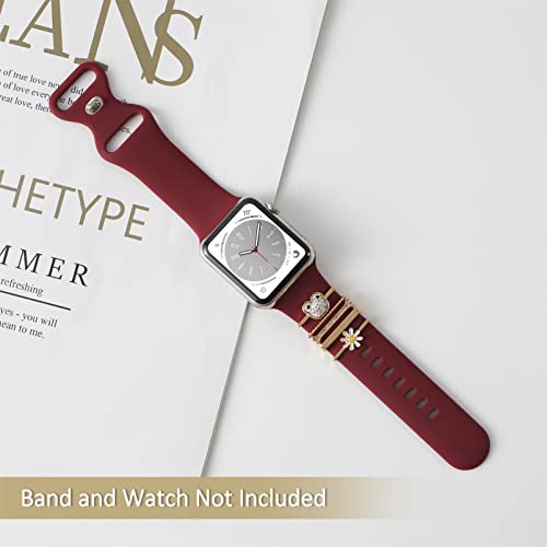 Charms for Apple Watch Straps 44mm 40mm 41mm 38mm 45mm 42mm,Shiny Decorative Ring Loops for iWatch series 8 7 6 5 4 3 Galaxy watch 5 Galaxy watch 4 Women watch Accessories - Image 2