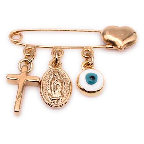 LESLIE BOULES Gold Plated Brooch Pin for New Born Charm Religious Jewelry Cover