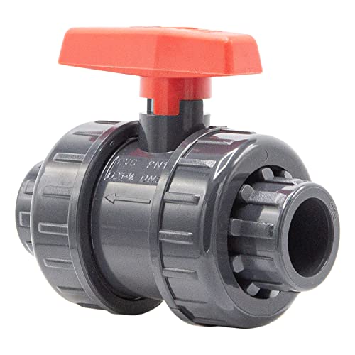 Válvula de bola de PVC I 25mm I 3/4 pulgadas I para tomas y accesorios adhesivos I llave de paso I conector de tubería de PVC I para la construcción de piscinas y estanques I bm_052
