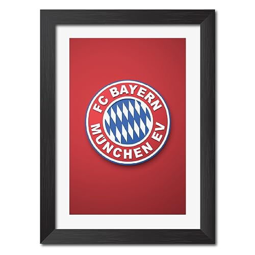Image of TenorArts Bayern Munich Poster Football 3D Textured Logo Print Laminated Photo Frame Painting with Matt Finish Black Tectures (9 inches x 12inches)