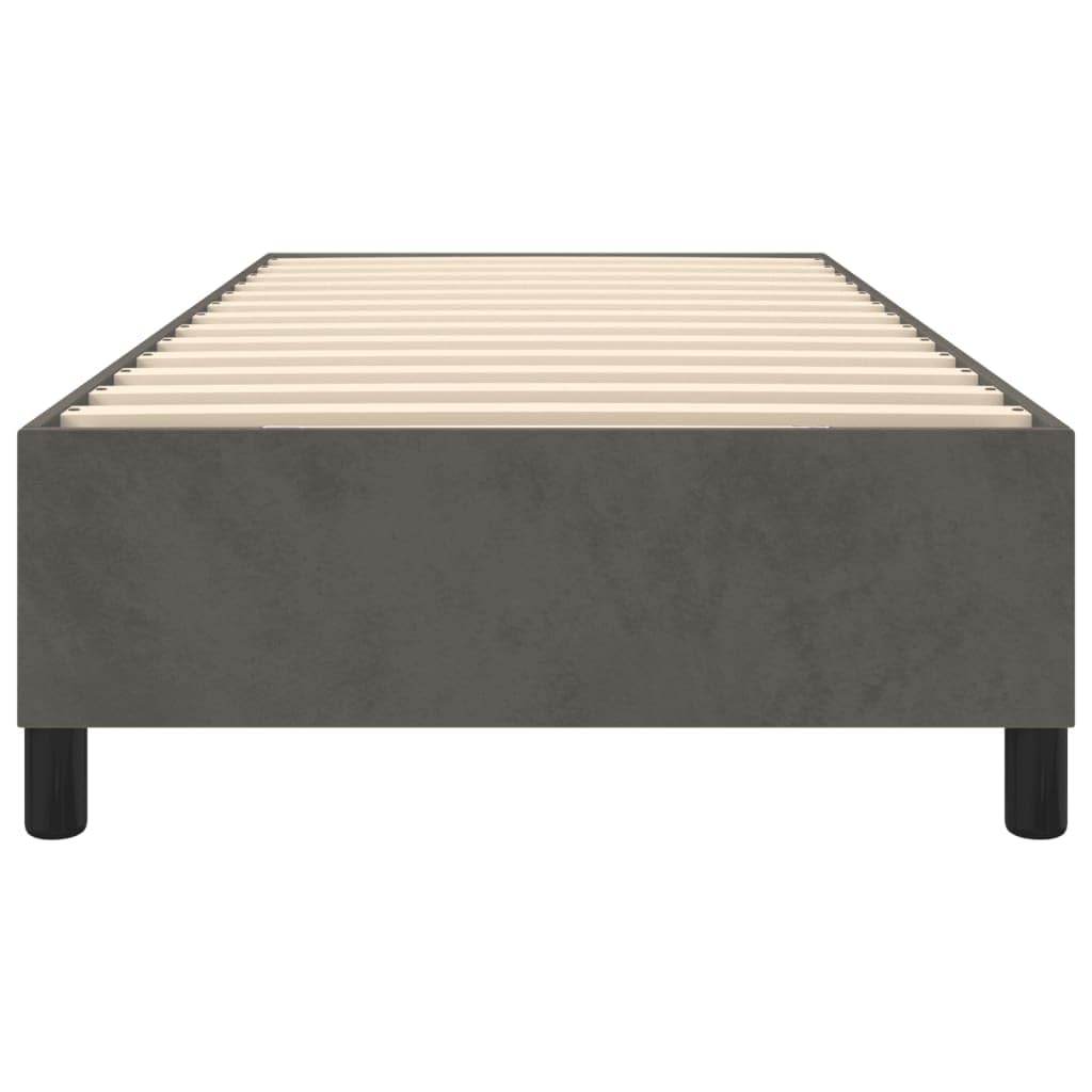 Samt Boxspringrahmen mit Stützbeinen und Sperrholzlatten Dunkelgrau 90x200