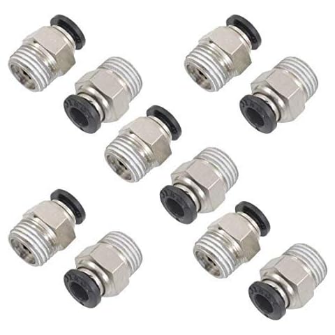 1/4" PT Male Thread 6mm Straight Pneumatic Push in Quick Fitting Connectors for PETF Tube 10Pcs Cover