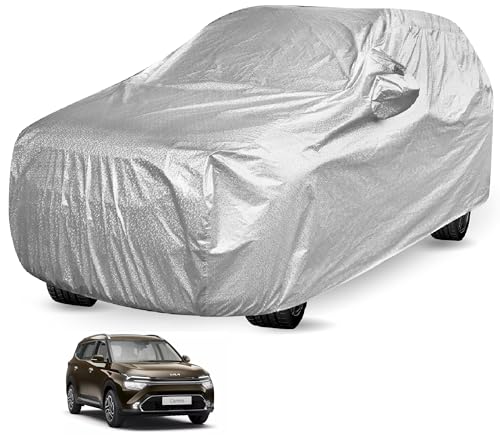 Image of Auto Hub Waterproof Car Cover Compatible with Kia Carens with Mirror Pocket, Soft Cotton Lining, Waterproof Carens Car Cover- Metallic Silver