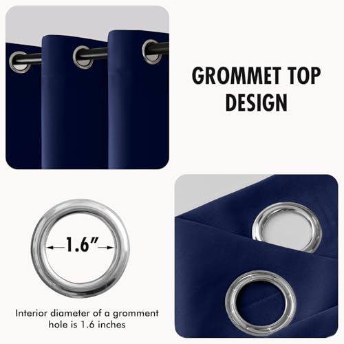 Image of MIULEE Navy Blue Blackout Bedroom Curtains Drapes 72 Inch Long 52 inchx72 inch | Grommet Top, Room Darkening Window Drapes, Privacy Protection, Thermal Insulated, Heat Blocking, Light Blocking