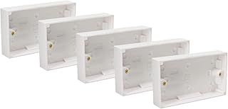 Axiom Surface Mounted Back Box 25mm Wall Pattress Double 2 Gang Electrical Socket, White (5)