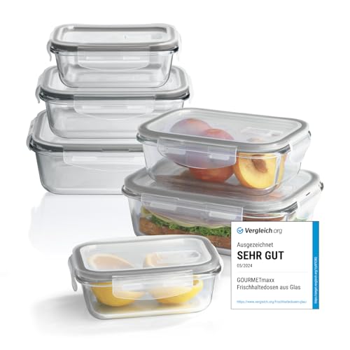 GOURMETmaxx Glas-Frischhaltedosen Klick-it 6er Set | Als Brotdose oder für Meal Prep… – Ansicht 1