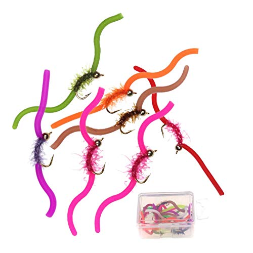 Outdoorfishing Trout Fly Assortment - San Juan Worm Power Bead 1 Dozen Wet Nymph Fly Fishing Flies -20-50Pcs (50Pieces Lot) #TOP13