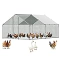 VEVOR Large Metal Chicken Coop, 9.8x13.1x6.5 ft Large Walk in Chicken Runs for Yard with Cover, Hen House Enclosure with Security Lock, Outdoor Duck Rabbit Cage Poultry Pen for Backyard, Farm, Yard