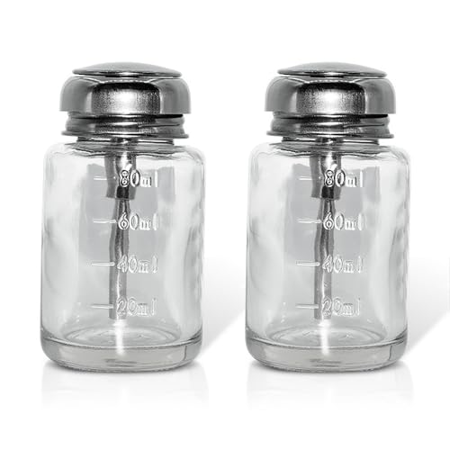 ガラス ディスペンサー ポンプ 2個セット ガラス ポンプ 容器 目盛り付き 押し下げ ポンプボトル 衛生 靴磨き 化粧品 用ガラス容器 ネイルアート用 80ml 個