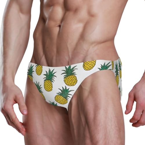 Pineapple Tropical Men's Swimwear Sexy Bikini Solid Siwmming Briefs 208513774