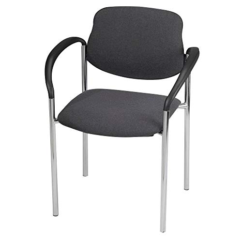 Silla de visita premium Nowy Styl con chasis cromado y tapizado texturizado antracita