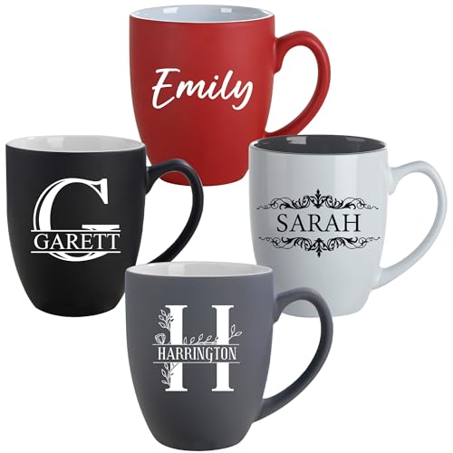 Personalized Coffee Mug - 16oz Engraved Mug with Custom Text & Name, Initials Monogram Tea Cup Gifts for Men & Women, Birthdays, Mother's Day, Anniversary, Customized Coffee Cup, Tazas Personalizadas