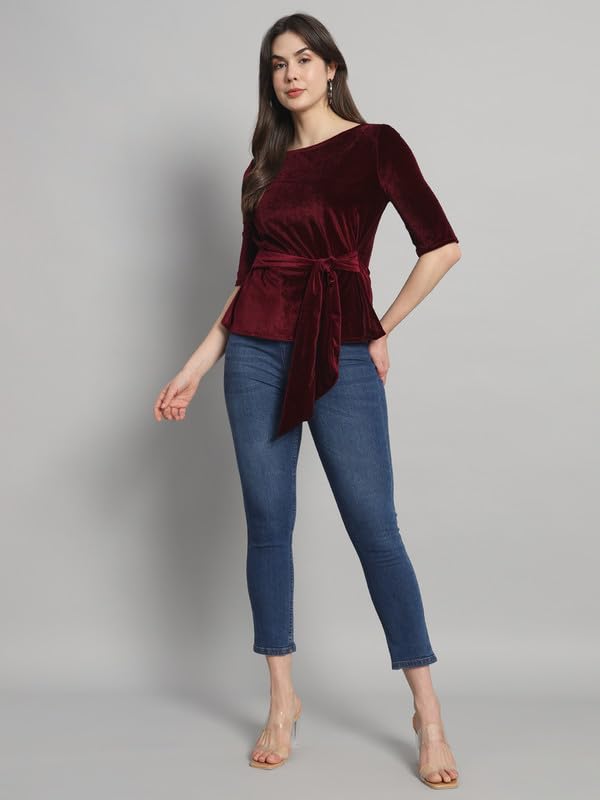 Image of Vaararo Women Dress Shirt, Velvet, Regular Fit