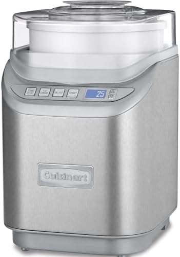 Cuisinart Ice Cream Maker Machine, 2-Quart Stainless Steel Frozen Yogurt, Gelato, Sorbet, Ready in 20 Minutes, LCD Screen and Timer, ICE-70WB