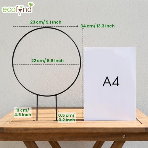 Image of ecofynd Metal Garden Trellis for Climbing Plants, Round Shape Plant Support Stake, Single Stem Flower Support Frame for Vines, Indoor Outdoor Garden Decor, Easy Install Support Stand (Pack 2, Black)