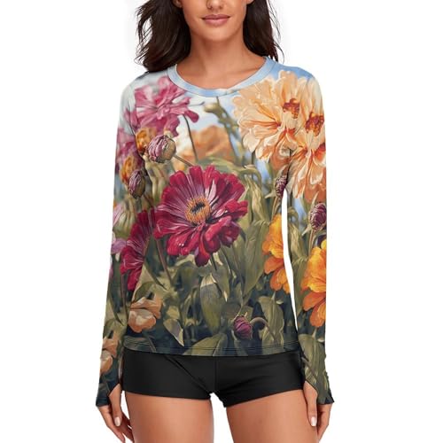 Hauts colorés à manches longues pour femme vêtement floral décontracté