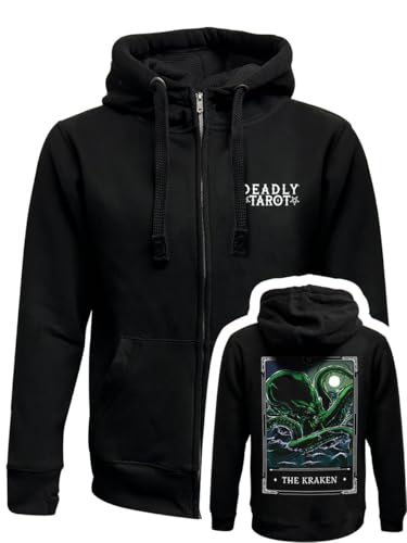 Sweat à capuche zippé noir Deadly Tarot Legends The Kraken en coton