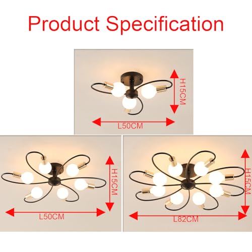 Lampes de plafond salon vintage or lustre suspension E27 chic - 2