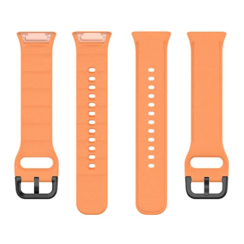 GIOPUEY Strap for OPPO Watch Free 2 in 1 Soft Silicone Watch Strap + TPU Screen Protector, Orange - Image 3