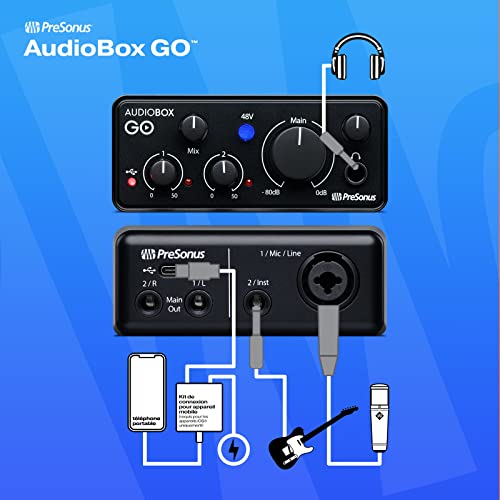 Interface Audio USB-C PreSonus AudioBox GO et instruments virtuels