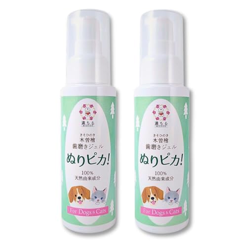 犬猫の全犬種・全年齢 木曽檜歯磨きジェル ぬりピカ! 80g 歯周病菌99.99%除去 100%天然由来成分 歯科医師も注目 犬用 猫用 口腔ケアジェル 検査証明あり 国産天然由来成分100% 歯磨き粉 口臭 歯石 (2個セット, 歯磨きジェル80g)