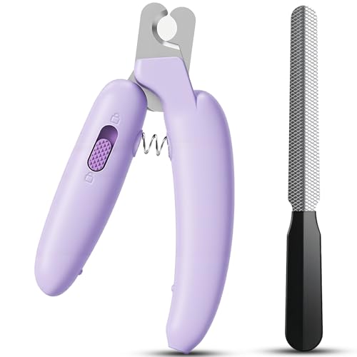 Dog Nail Clippers,Dog Nail Trimmers for Small Medium Dogs and Cats - Professional Grooming Tool with Safety Lock, Sharp Stainless Steel Blade Prevents Splitting,Includes Nail File (Purple-mini) - Image 3