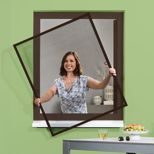 empasa moustiquaire de fenêtre START moustiquaire avec cadre aluminium en blanc, marron ou anthracite à monter soi-même, Couleur:marron, Taille: