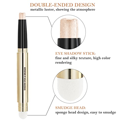 Boobeen Double-Ended Eyeshadow Stick Waterproof Glitter Eyeshadow Pen Creamy Eye Shadow Highlighter Pencil Shimmer And Matte Eyeshadow For Eye Makeup (04#) #TOP2