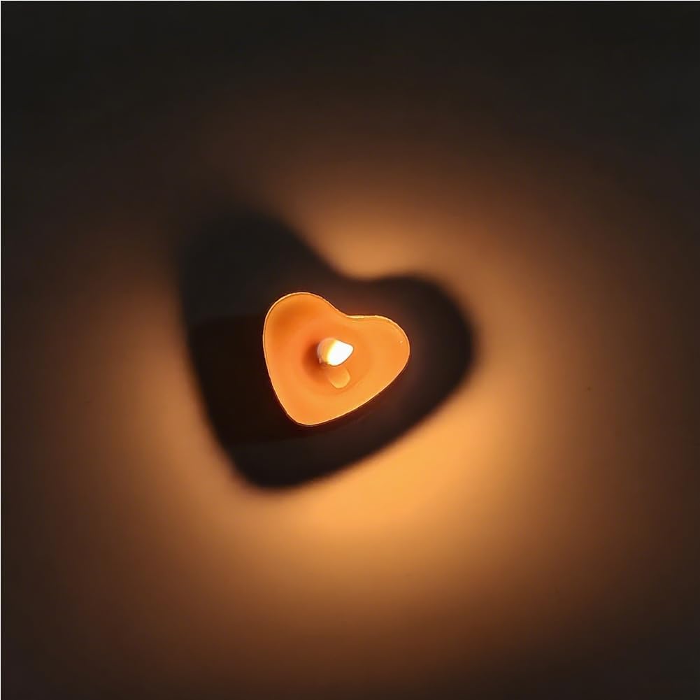 (50 Pack) Heart Shaped Unscented Tea Lights Candles - Smokeless, Dripless Paraffin Tea Candles for Dating, Valentine’s Day, Weddings,Anniversarie and Christma (Pink)