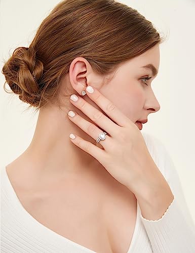 Eamti 1.5Ct 925 Sterling Silver Cubic Zirconia Bridal Rings Sets Oval Cut Cz Engagement Rings Wedding Band For Women Size 6.5 #TOP5