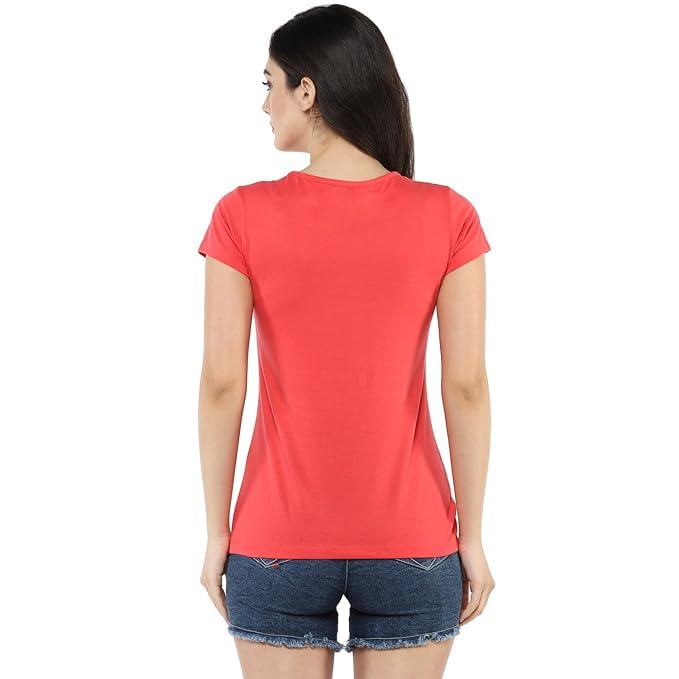Image of Modeve Women Printed Cotton Blend Half Sleeve Round Neck T-Shirt for Summer