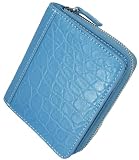 ブルー クロコダイルレザー 財布 メンズ レディース 本物 一枚革 無双 ワニ 皮 鰐 革 本革 2つ折り 二つ折り 短財布 ミニ財布 コンパクト 小銭入れ付き カード 大容量 軽量 薄い 薄型 多機能 カード収納 カード入れ レザー 使いやすい サイフ ウォレット 本皮 人気 ブランド 金運アップ 高級 スリム クロコ 10700-100-107