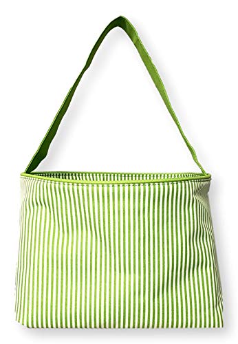 Custom Personalized MIni Stripe Fabric Bucket Basket Tote Bag - Easter Toys Toys Halloween (Green Stripe - Embroidered Name)2
