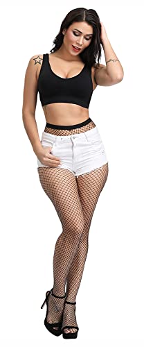 Henwarry Women's Fishnet Stockings Thigh High Wide Fishnet Tights3