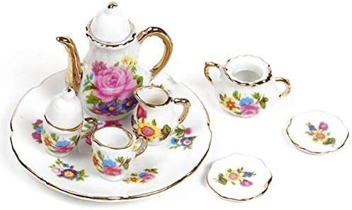Miniatura 5 de EatingBiting Colección Nivel 112 Elegante Flora Miniatura Mini Casa Porcelana Plato de Tetera, Tetera, Taza, Plato Artesanía, Escena DIY Accesorios